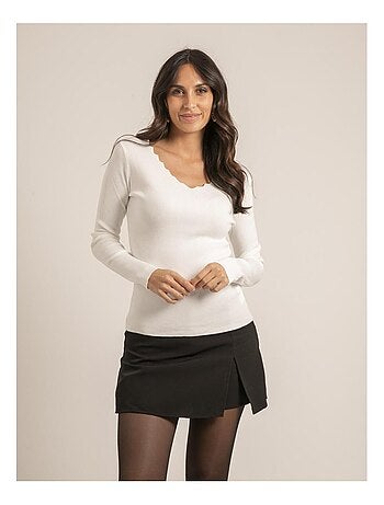 Pull fin col V fantaisie KARISSA