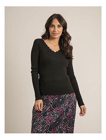 Pull fin col V fantaisie KARISSA