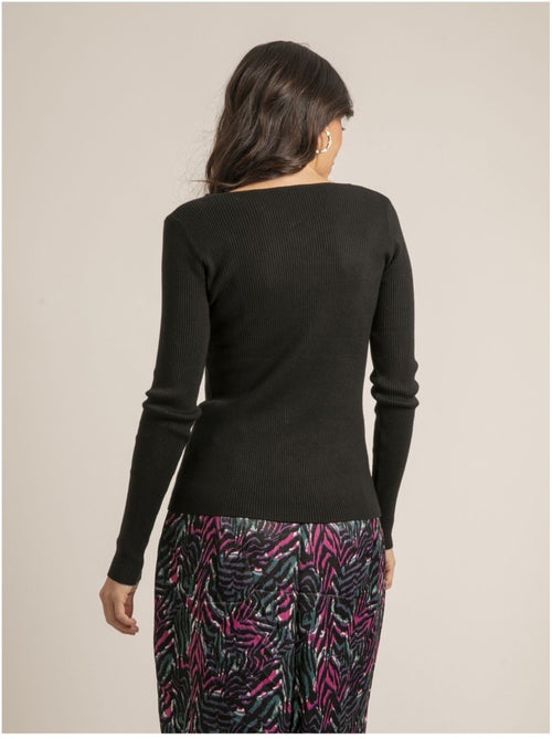 Pull fin col V fantaisie KARISSA - Kiabi