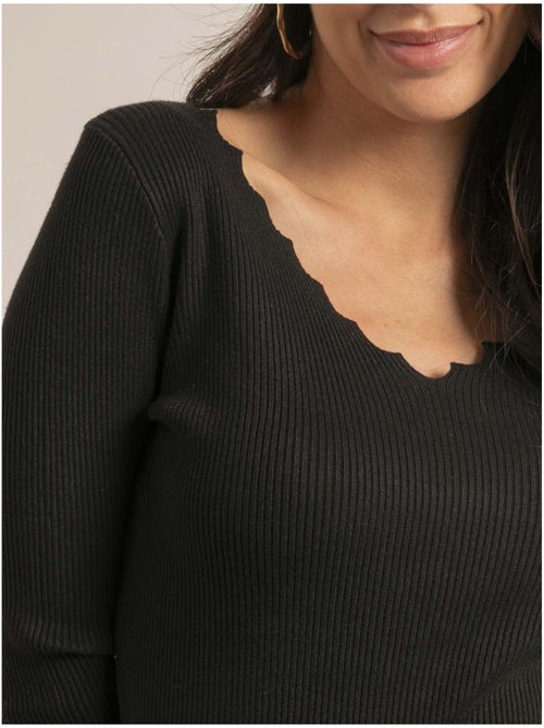 Pull fin col V fantaisie KARISSA - Kiabi