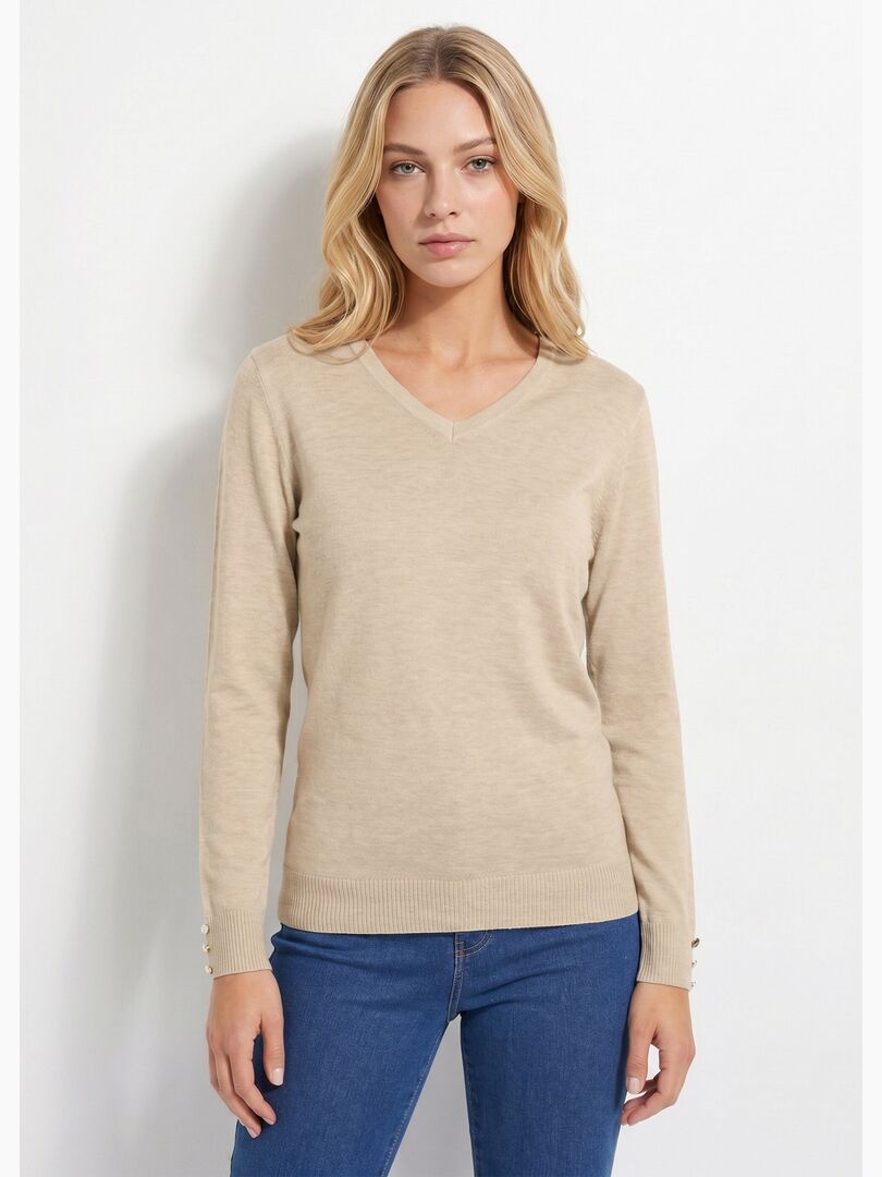 Pull Garret Scott Laine Mérinos Extra Fine - Col V Noir - Taille S - Léger
