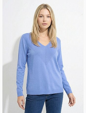 Pull fin col V manches longues