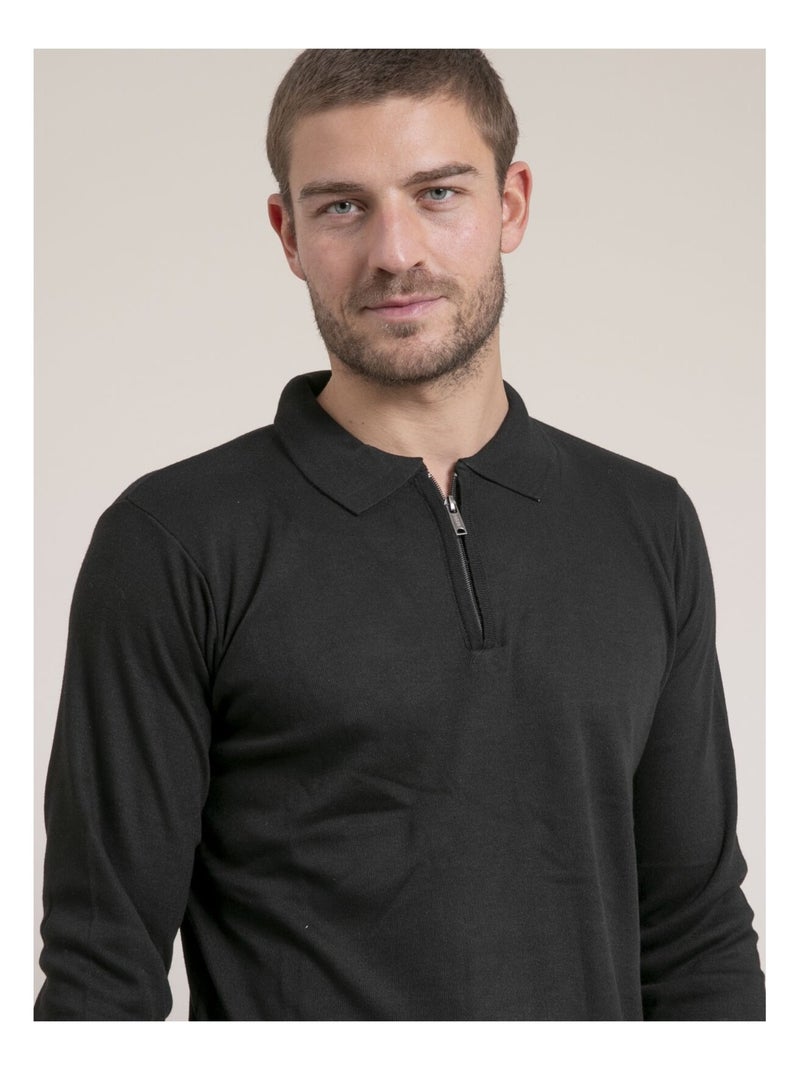 Pull fin col zippé LENOWILEM Noir - Kiabi