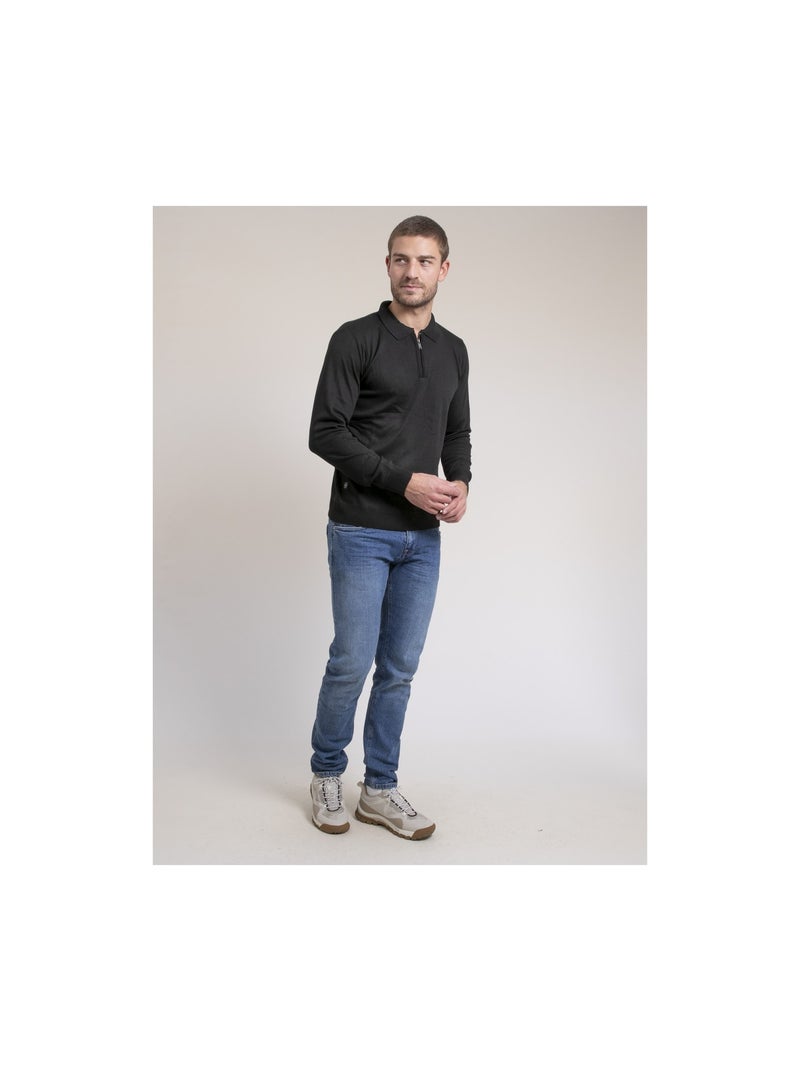 Pull fin col zippé LENOWILEM Noir - Kiabi