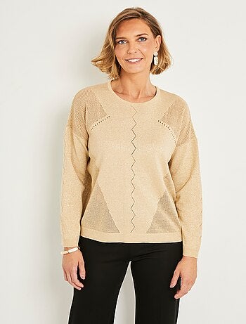 Pull fin court ajouré irisé manches longues - Afibel