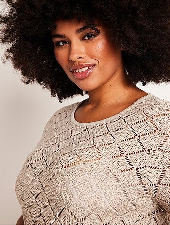 Pull fin court ajouré manches courtes - Afibel