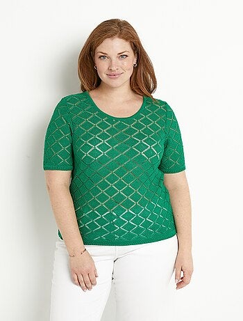 Pull fin court ajouré manches courtes - Afibel