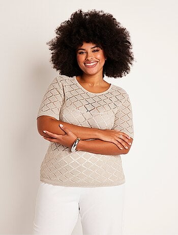 Pull fin court ajouré manches courtes