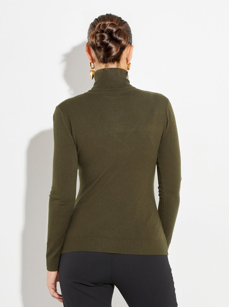 Pull fin en maille avec col roulé - afibel Kaki - Kiabi
