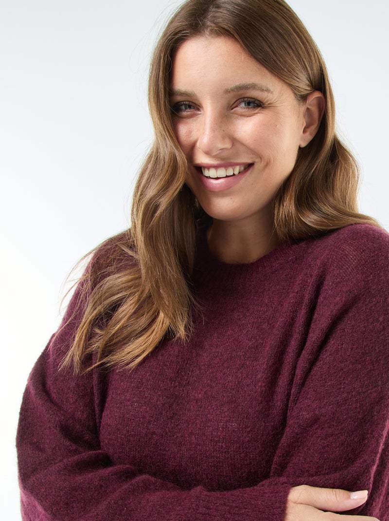 Pull fin en maille chaude Bordeaux - Kiabi