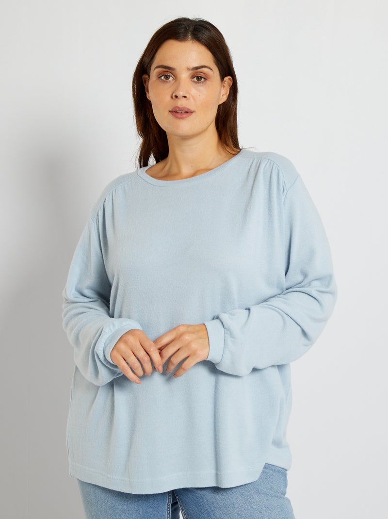 Pull fin en maille douce bleu turquoise - Kiabi