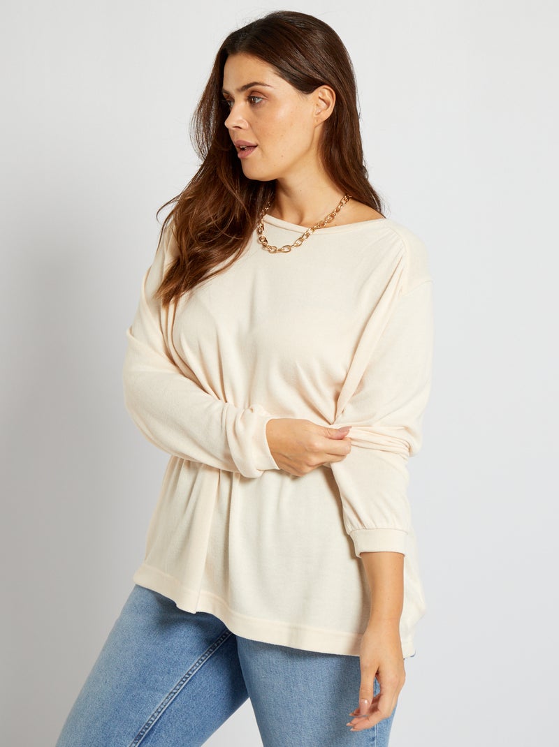 Pull fin en maille douce écru - Kiabi