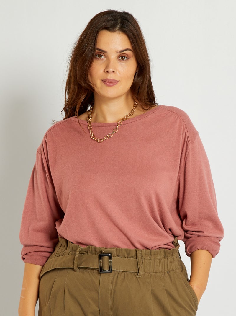 Pull fin en maille douce vieux rose - Kiabi