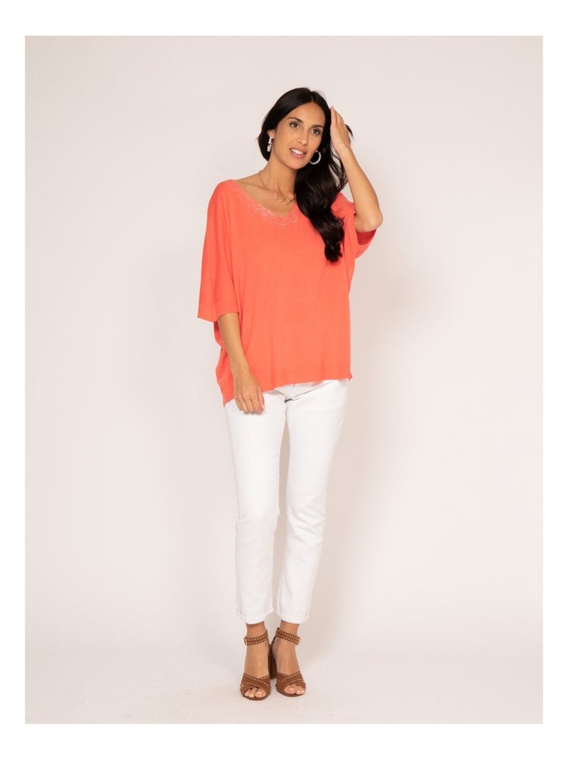 Pull fin KUSMI Orange corail - Kiabi