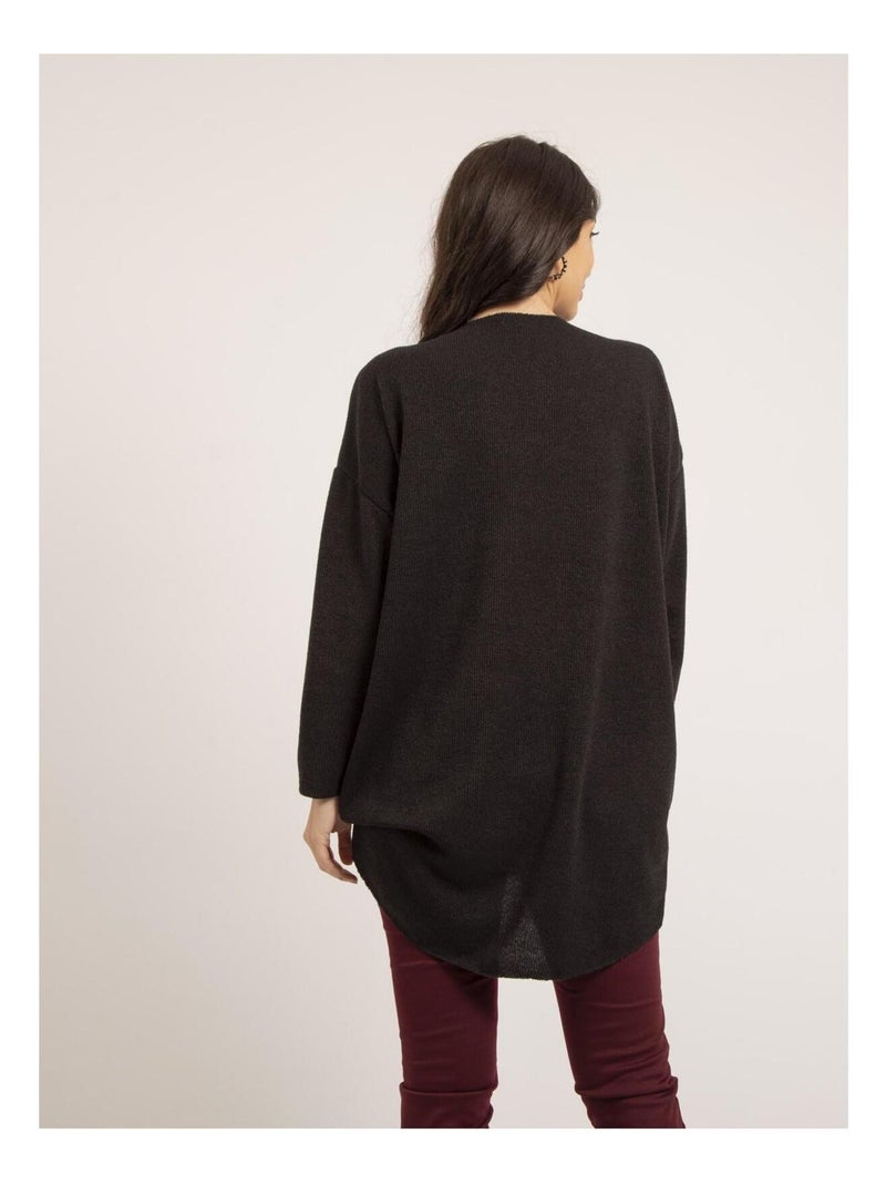 Pull fin long col V KUPRA Noir - Kiabi