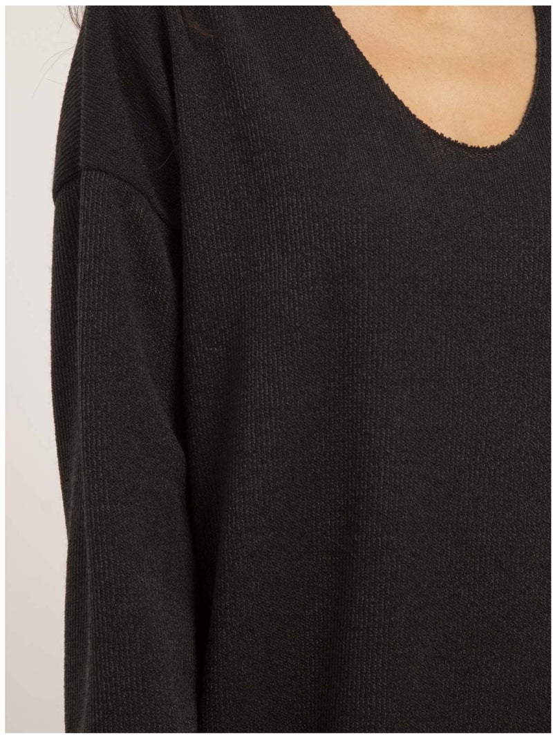 Pull fin long col V KUPRA Noir - Kiabi