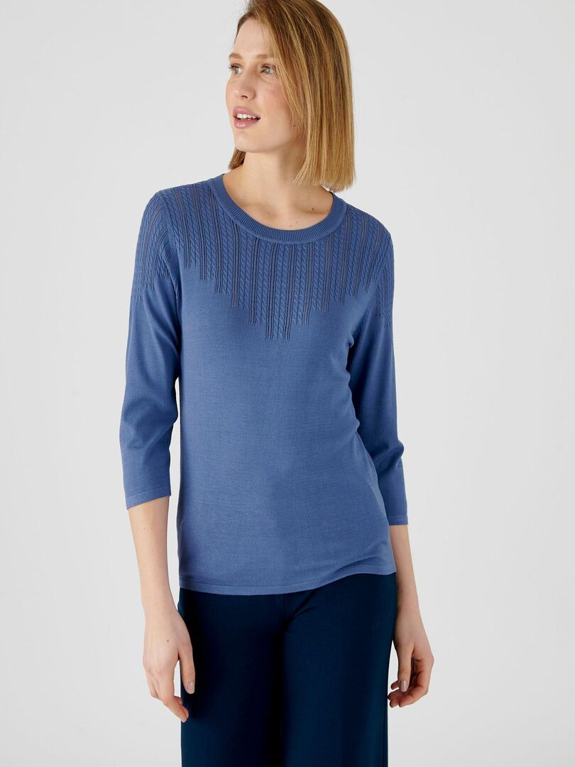 Pull Femme Damart En Coton Gris – Taille 20, Manches Longues, Style Pullover