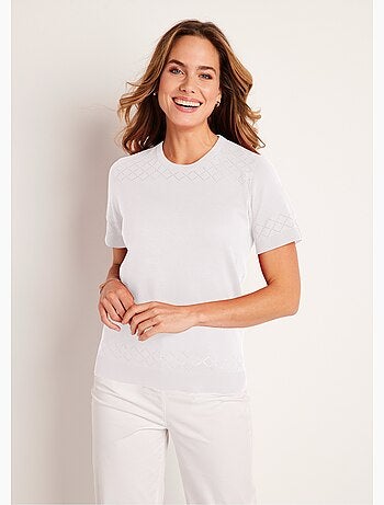 Pull fin manches courtes ajouré - Afibel