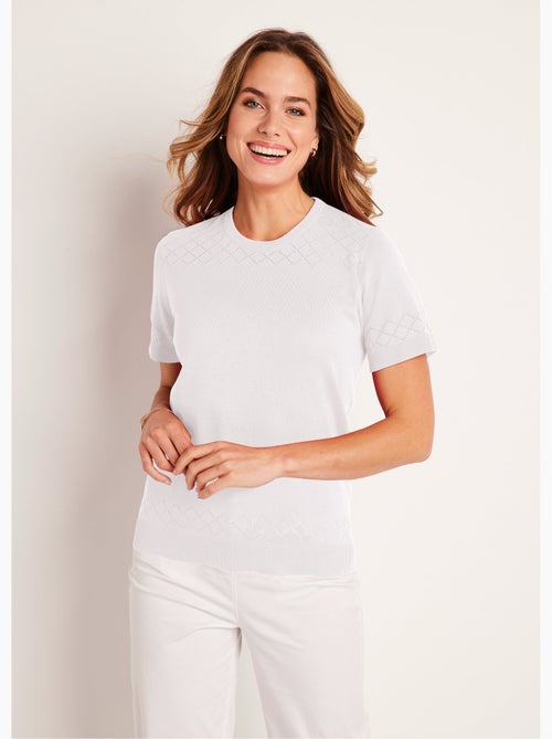 Pull fin manches courtes ajouré - Afibel - Kiabi