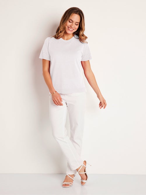 Pull fin manches courtes ajouré - Afibel - Kiabi