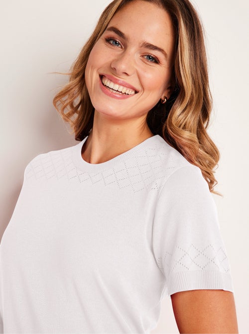 Pull fin manches courtes ajouré - Afibel - Kiabi
