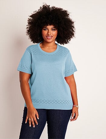 Pull fin manches courtes ajouré