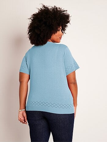 Pull fin manches courtes ajouré
