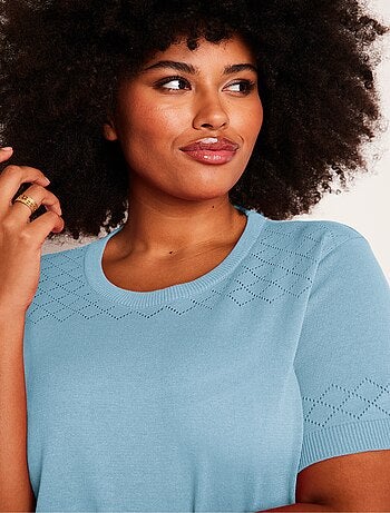 Pull fin manches courtes ajouré