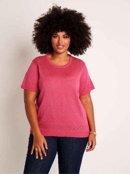 Pull fin manches courtes ajouré - Kiabi