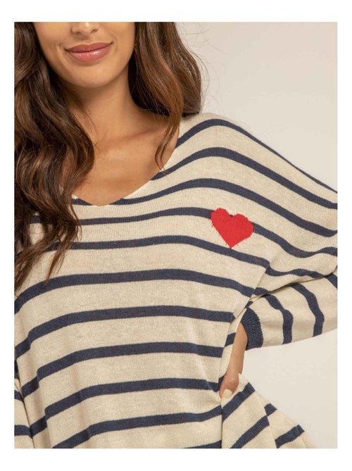 Pull fin motif coeur KELA - Kiabi