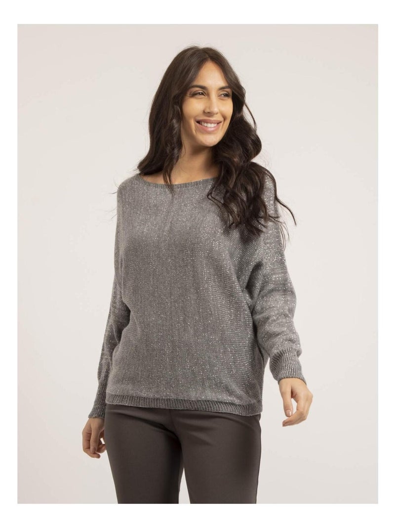 Pull fin paillettes KLINKA Gris - Kiabi