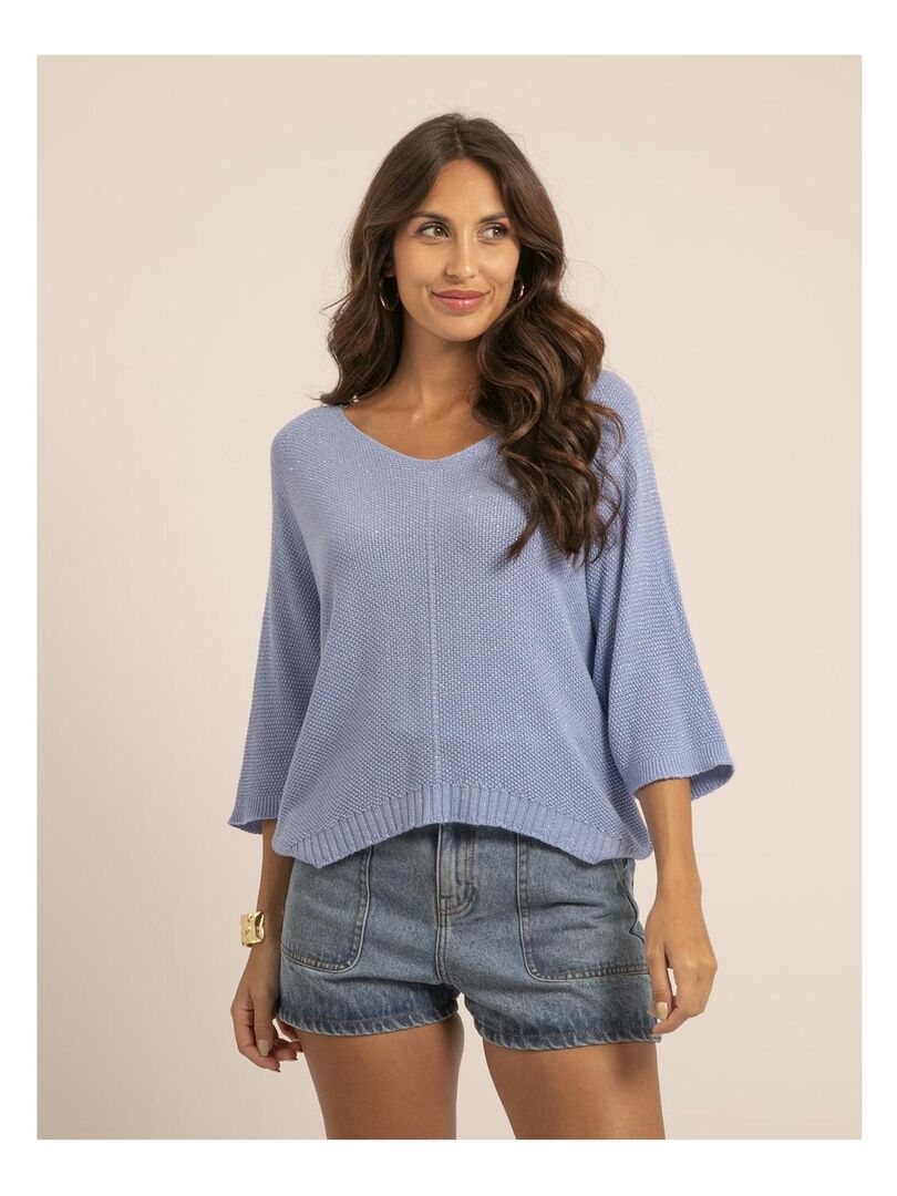 Pull fin pailleté - brique