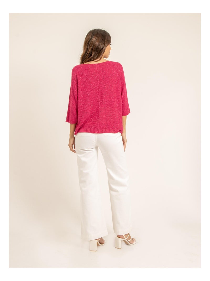 Pull fin paillettes KOLIANE Rose fushia - Kiabi