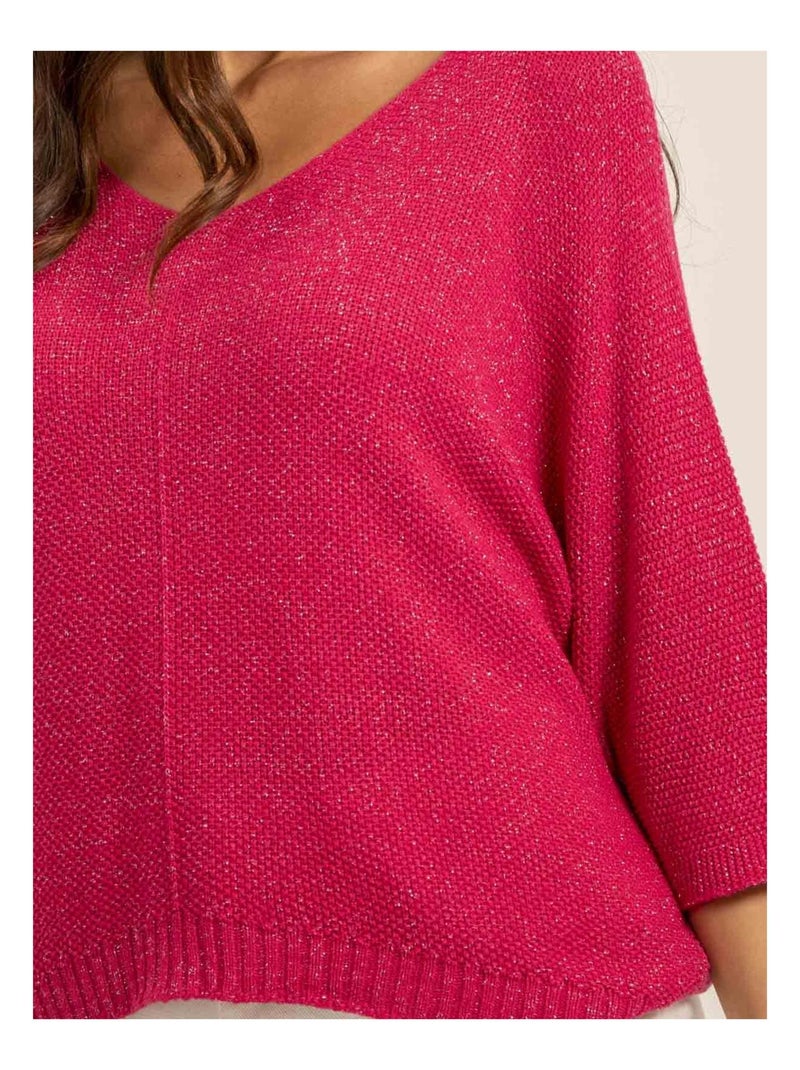 Pull fin paillettes KOLIANE Rose fushia - Kiabi