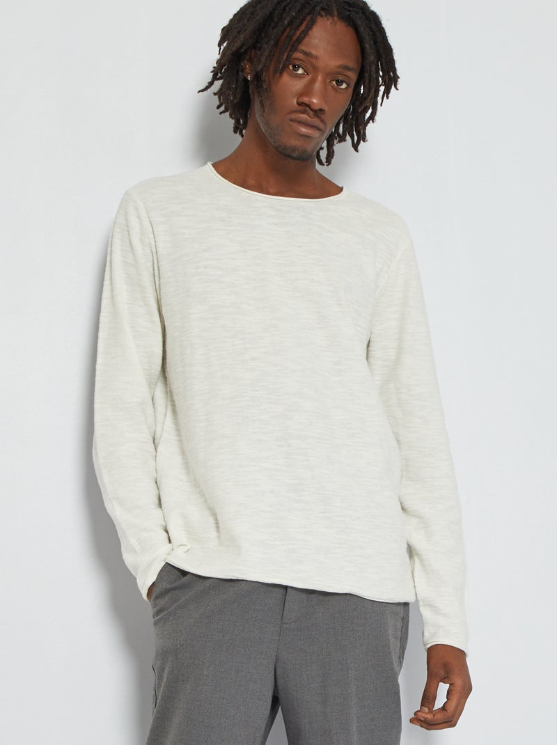 Pull fin 'Produkt' écru - Kiabi