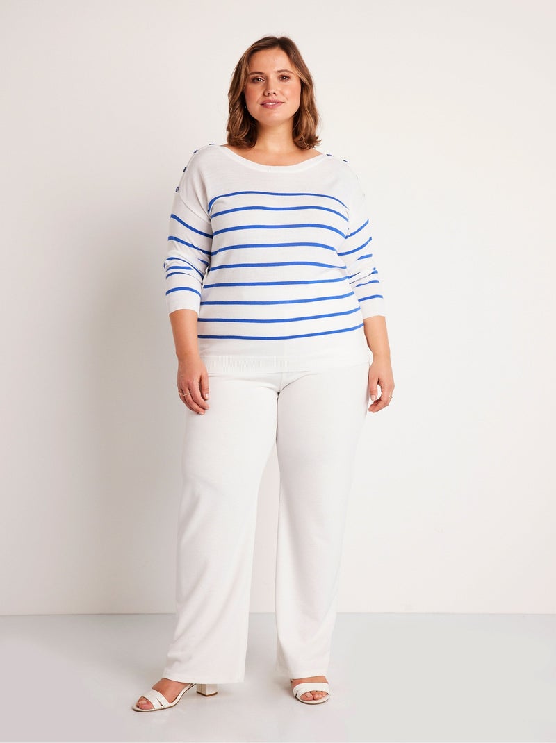 Pull fin rayé - Afibel Blanc Bleu - Kiabi