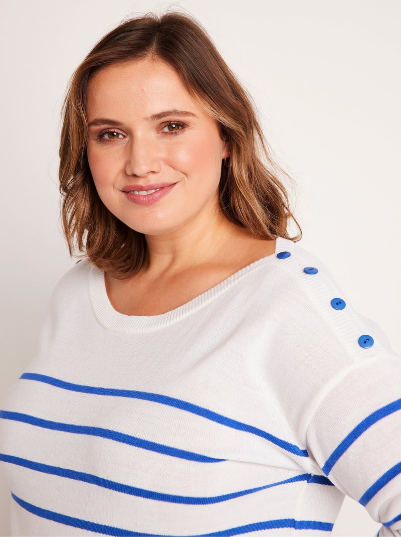 Pull fin rayé - Afibel Blanc Bleu - Kiabi