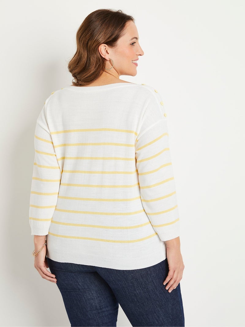 Pull fin rayé - Afibel Jaune - Kiabi