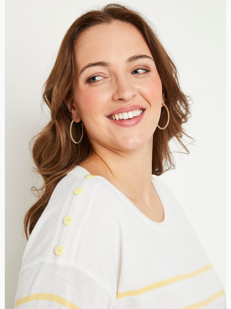 Pull fin rayé - Afibel Jaune - Kiabi