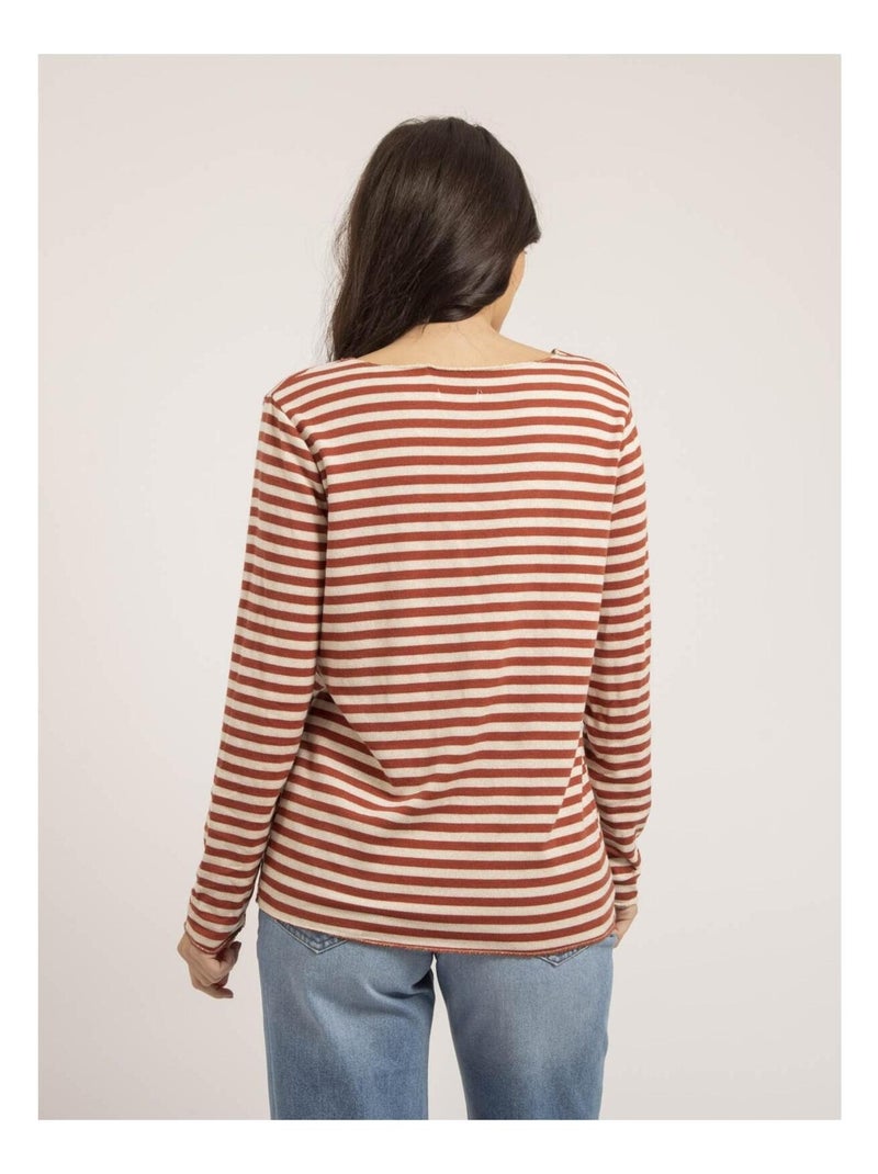 Pull fin rayures KEMILE Rouge brique - Kiabi