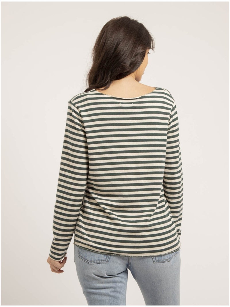 Pull fin rayures KEMILE Vert forêt - Kiabi