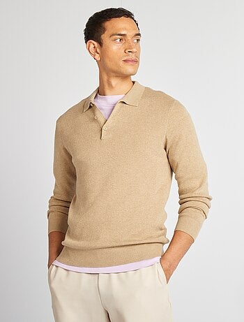 Pull fine jauge col polo boutonné