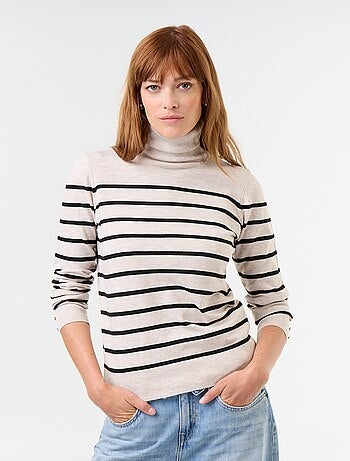 Pull fine jauge col roulé