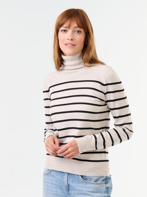 Pull fine jauge col roulé - Kiabi