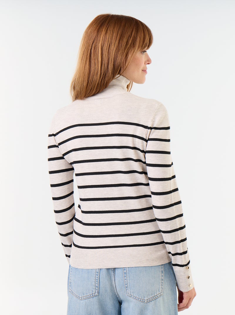 Pull fine jauge col roulé Beige - Kiabi
