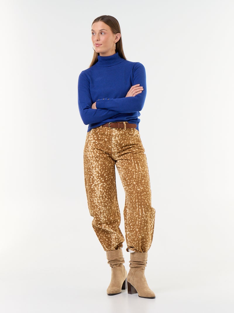 Pull fine jauge col roulé Bleu - Kiabi