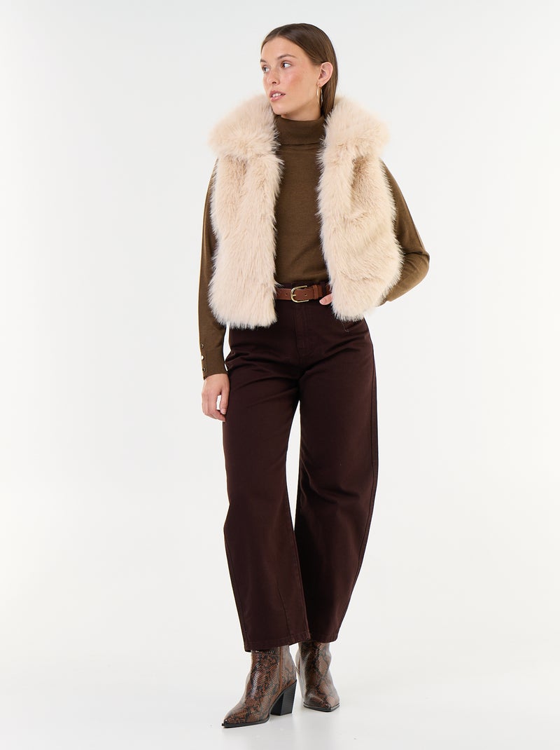 Pull fine jauge col roulé Marron - Kiabi