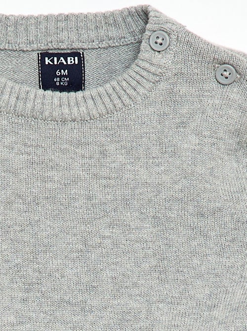 Pull fine jauge encolure boutonnée - Kiabi