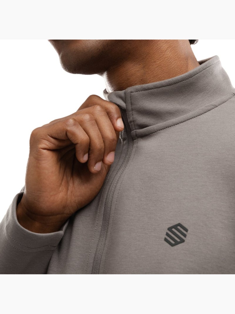 Pull fitness demi-zip homme fitness homme troop Blanc Gris - Kiabi