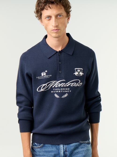 Pull forme polo avec imprimé - Kiabi Pull forme polo avec imprimé - Kiabi